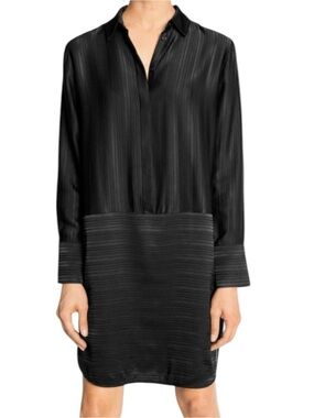 & Other Stories Black Satin Shirt Dress